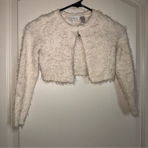 PLACE fuzzy sweater, one top button closure, very soft and cozy winter princess
